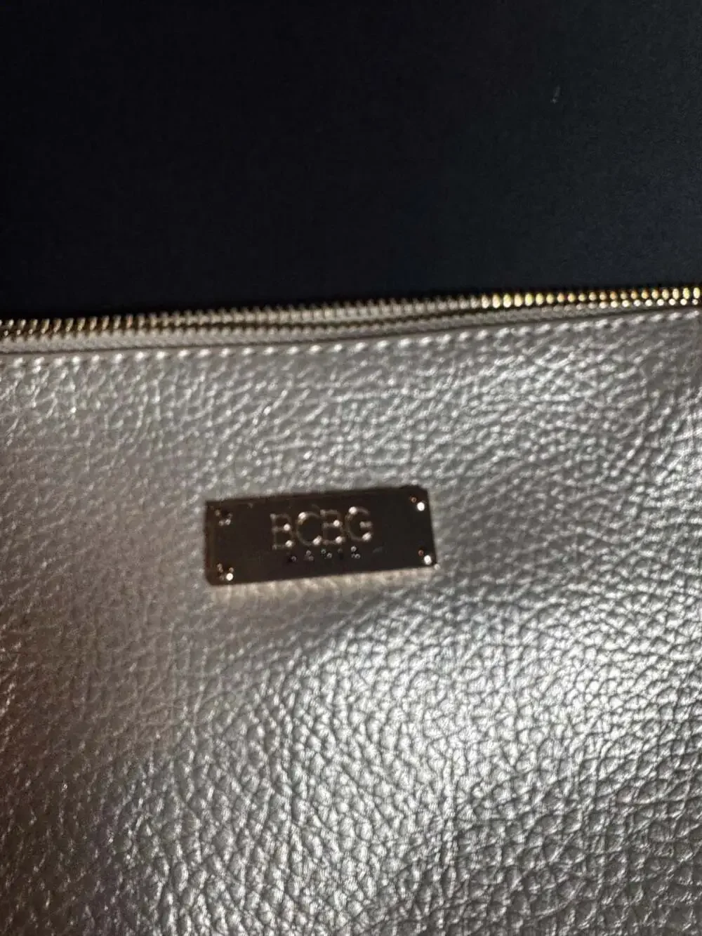 BCBG Paris Metallic Gold Faux Leather Crossbody Bag